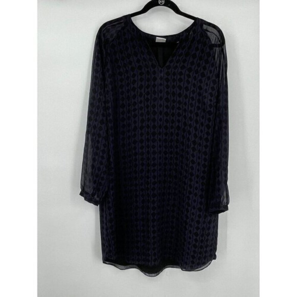 CAbi Dress M Womens Harlequin Shift Dress Blue Tunic Business Casual Party Black